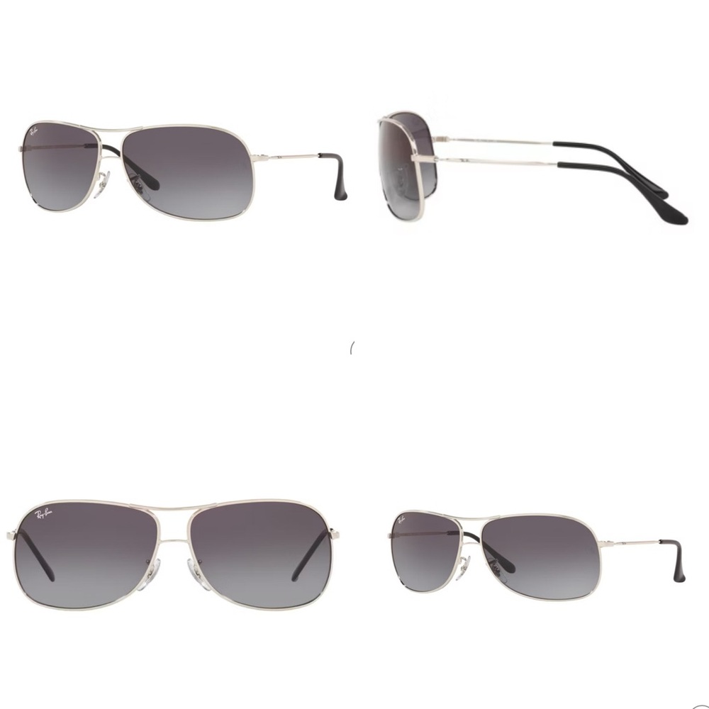 Ray-Ban Black and Silver RB3267 64mm Man Pilot
Sunglasses Grey Gradient Lens
